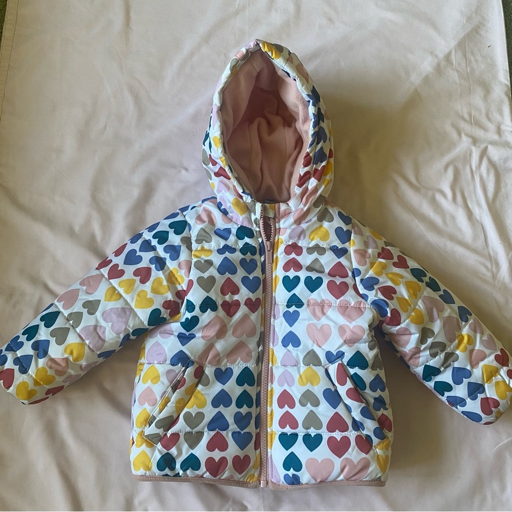 Colorful Heart Pattern Hooded Jacket